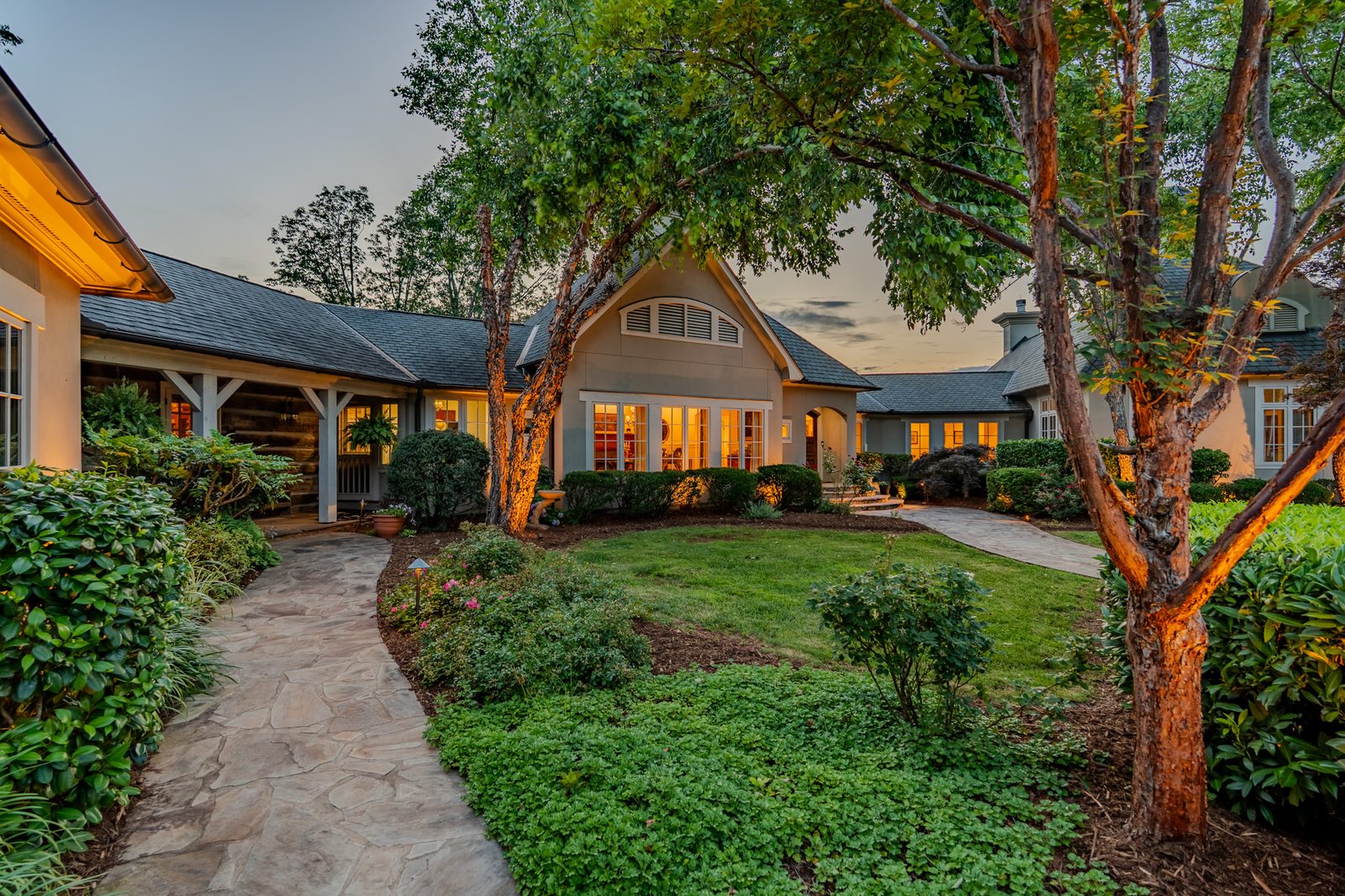 Main residence at Hidden Hollow Farm at dusk